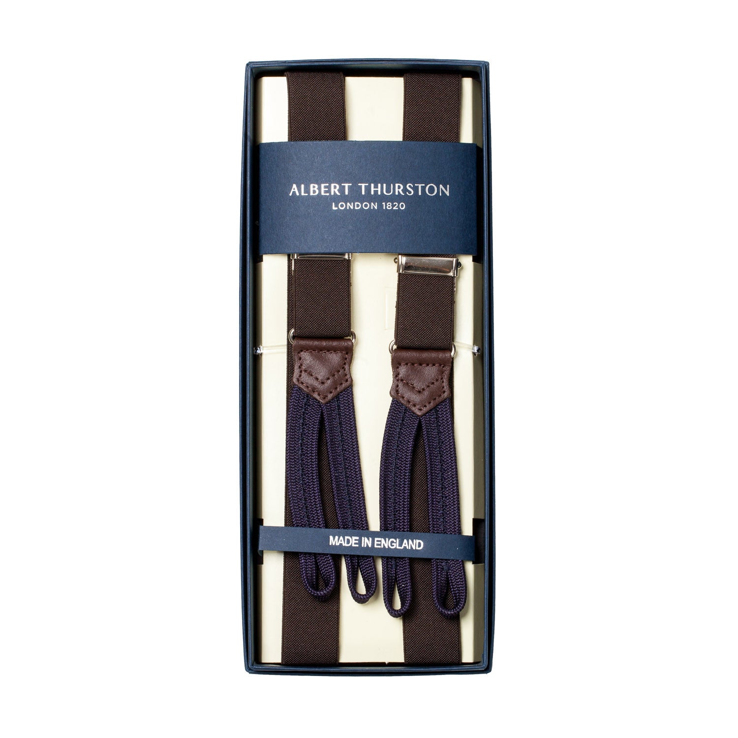 Dark Brown Elastic Button Suspenders "25mm"